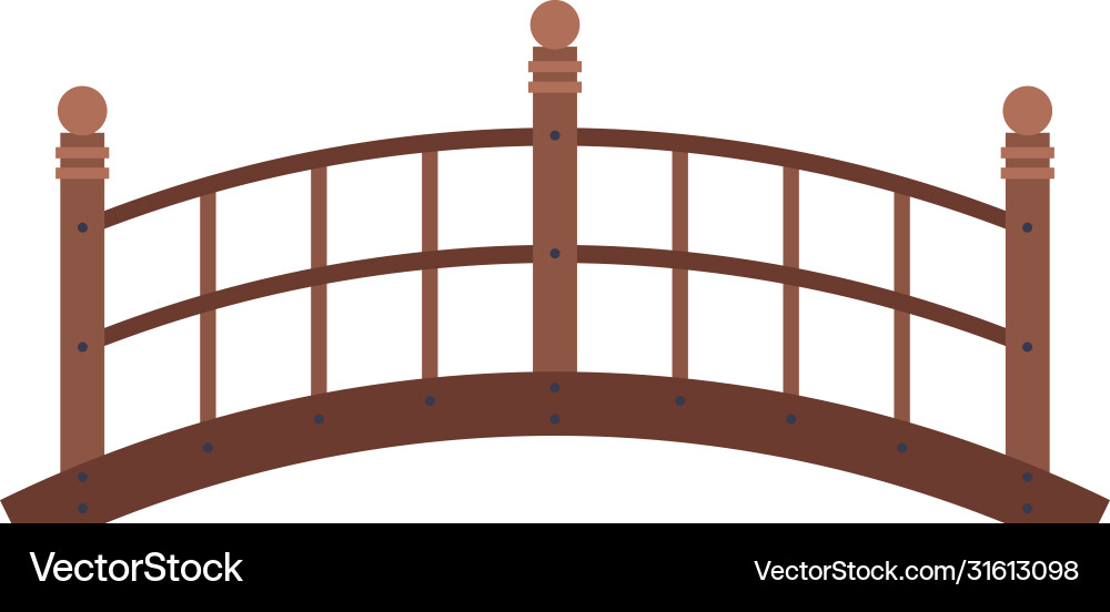 Arched wooden bridge urban infrastructure design Arched wooden bridge urban infrastructure design vector image