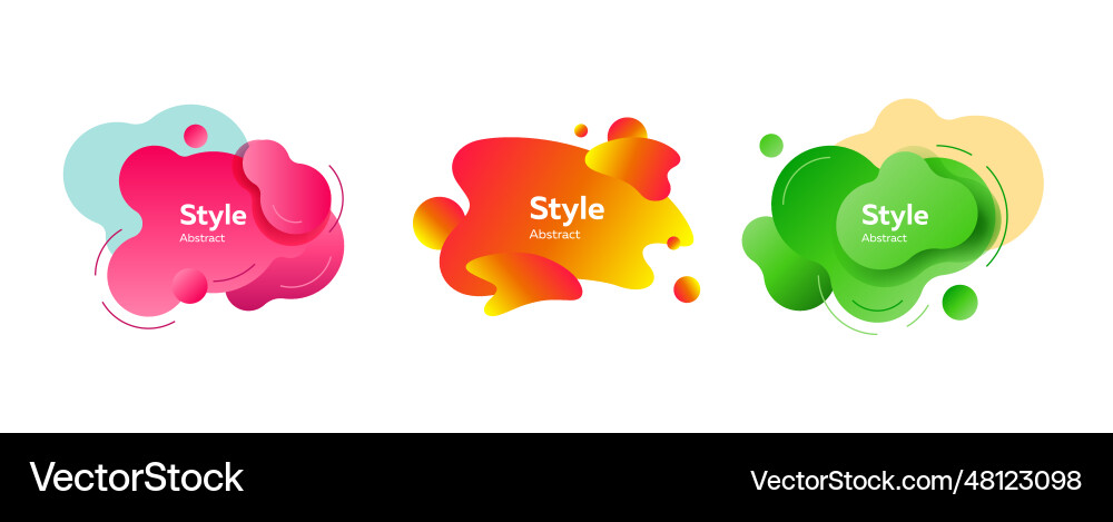 Bright paint drops or blobs with sample text set Bright paint drops or blobs with sample text set vector image