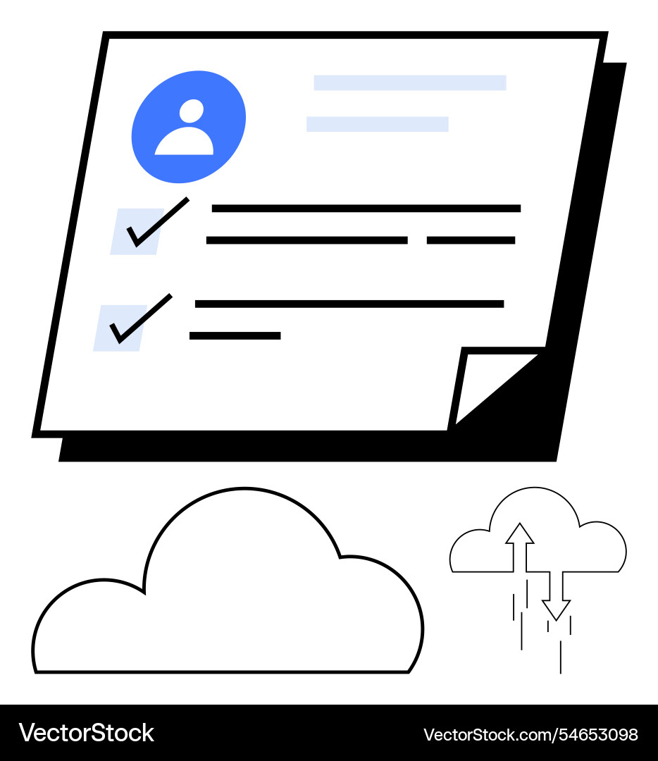 Cloud document management and syncing workflow Cloud document management and syncing workflow vector image