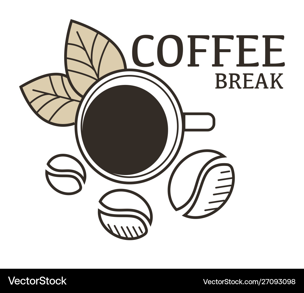 Coffee beans and hot drink in cup isolated icon Coffee beans and hot drink in cup isolated icon vector image
