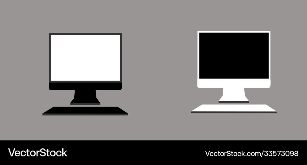 Computer monitor and keyboard icon vector image