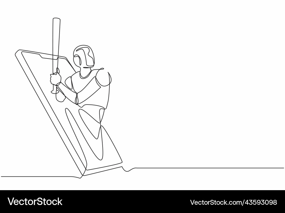 Continuous one line drawing robot come out from Vector Image