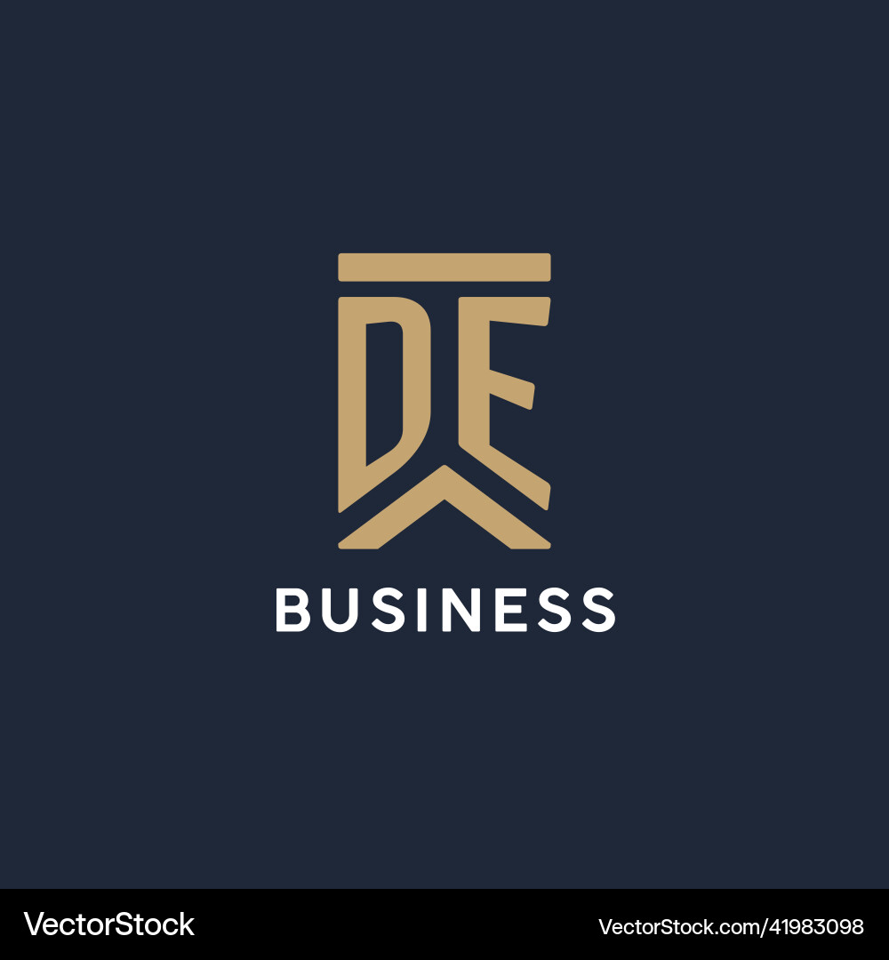 De initial monogram logo design in a rectangular vector image