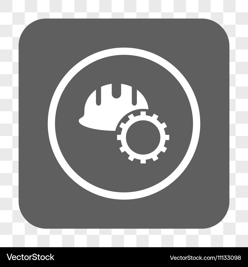 Development hardhat rounded square button Vector Image