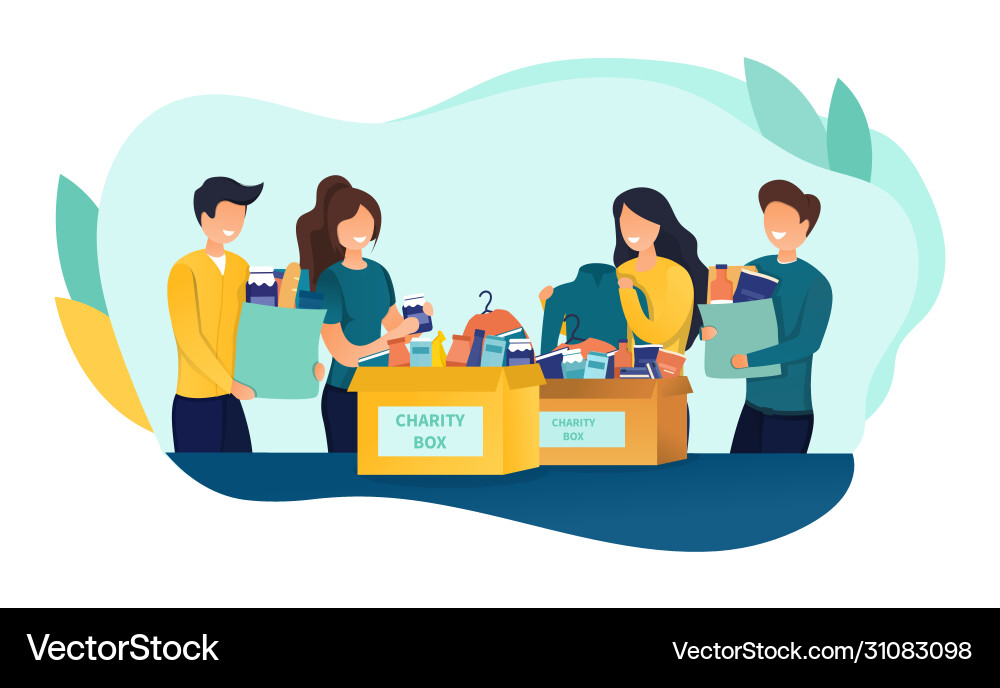Diverse people volunteering for charitable work Diverse people volunteering for charitable work vector image