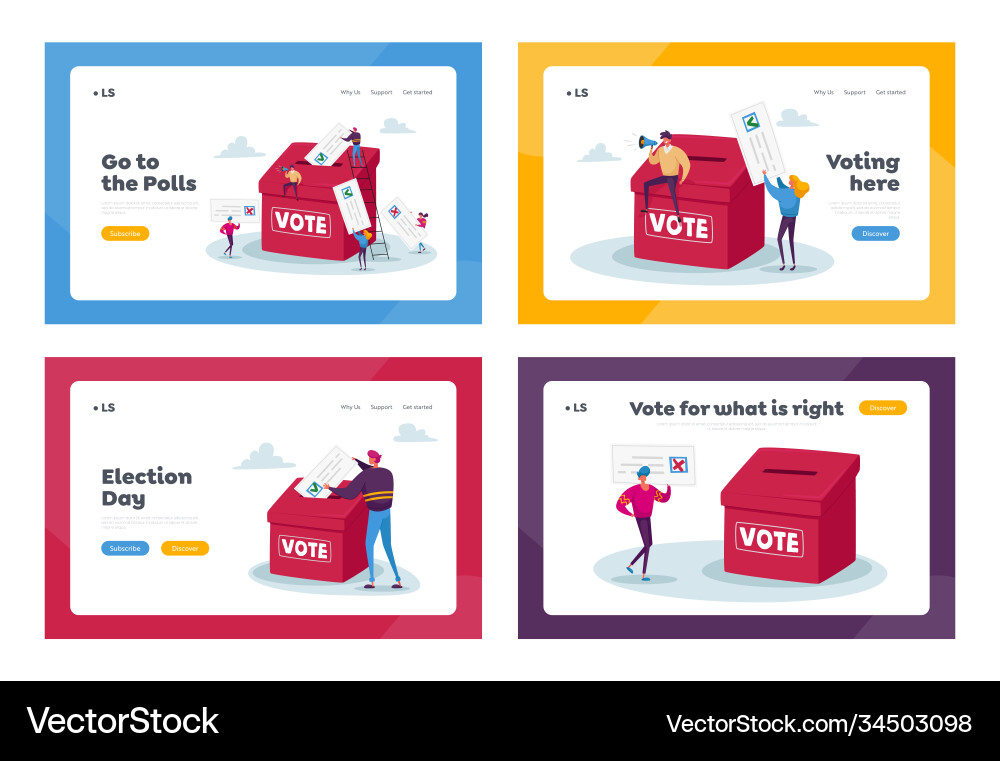 Election or social poll landing page template set Election or social poll landing page template set vector image