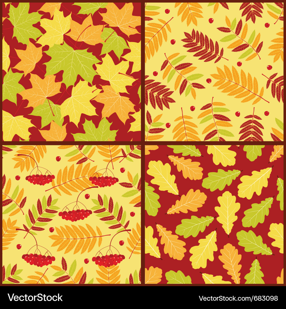Four autumn seamless patterns Vector Image