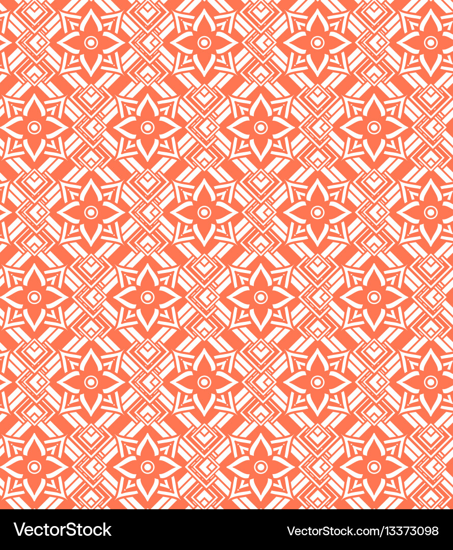 Geometric Red and White Damask Pattern Vector Image