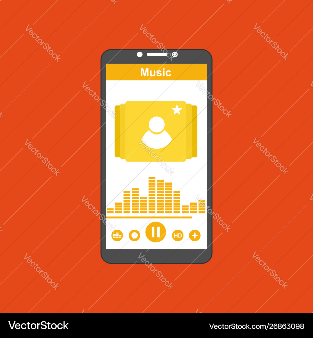Media player application app template with flat Media player application app template with flat vector image