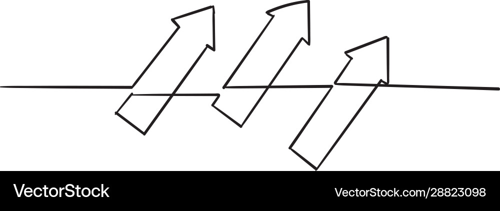 Multiple Arrows - Continuous Line vector image