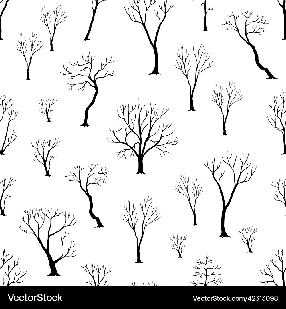 Naked trees pattern seamless print with black Naked trees pattern seamless print with black Vector Image