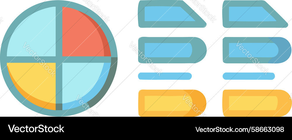 Quadrant pie chart with data lists comprehensive Vector Image