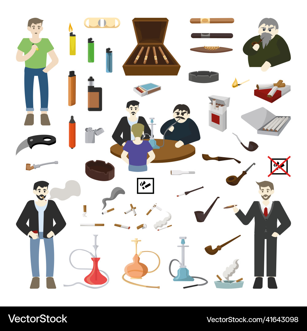 Set Raucherobjekte Set Raucherobjekte vektorbild
