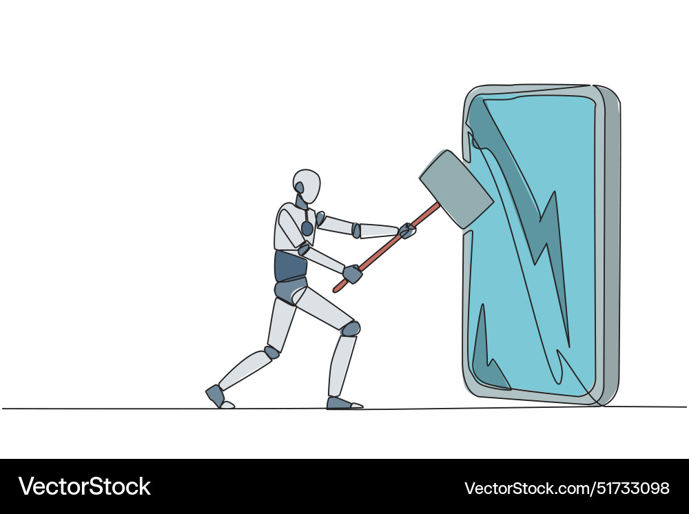 Single continuous line drawing smart robotic vector image