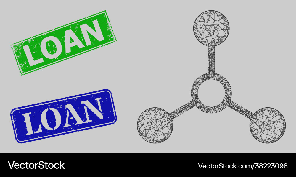 Textured loan badges and net atom links web mesh Textured loan badges and net atom links web mesh vector image