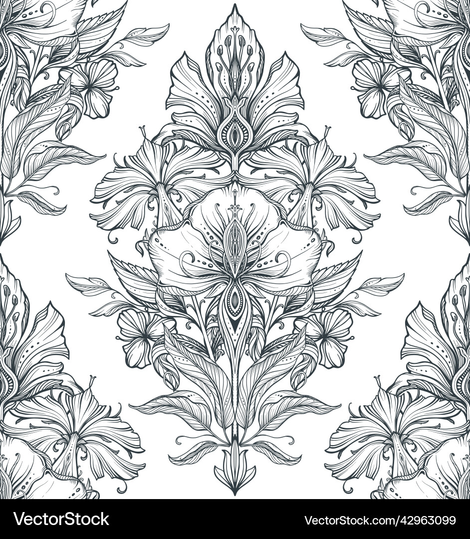 Beautiful seamless pattern with hand drawn Vector Image