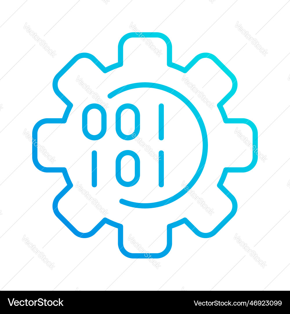 Binary system automation gradient outline icon vector image