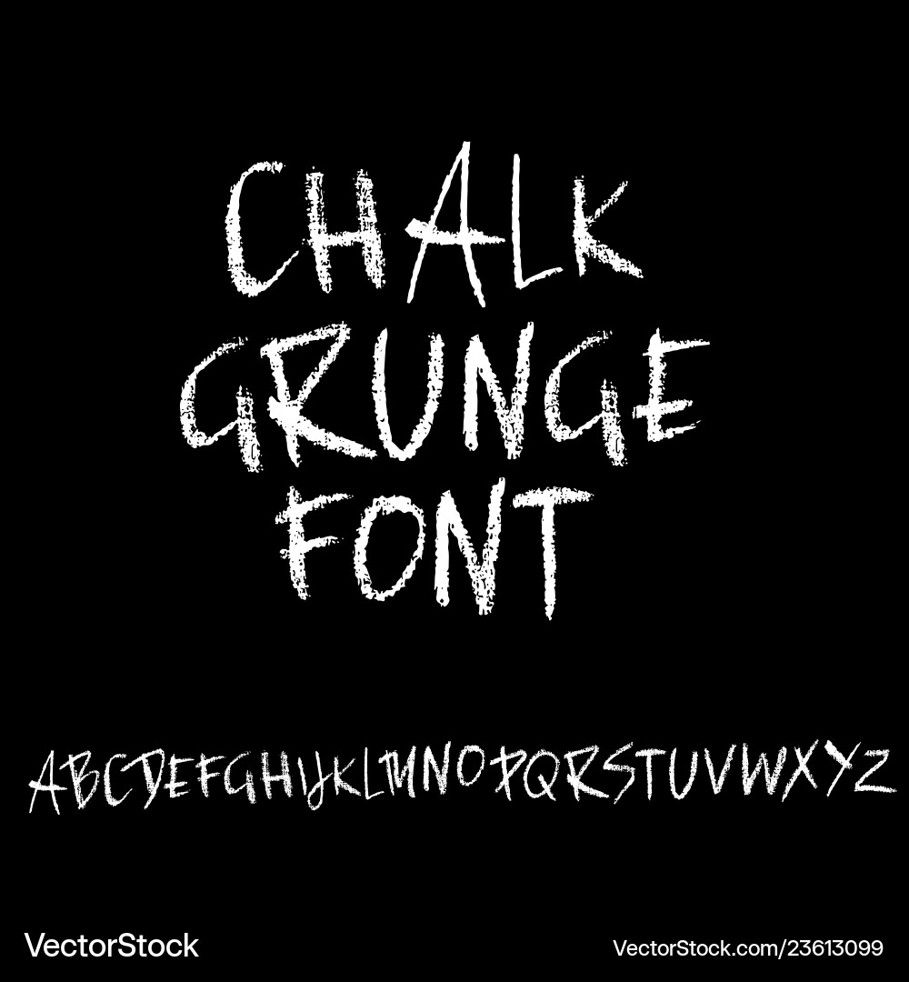 Chalk textured font grunge script on chalkboard Chalk textured font grunge script on chalkboard vector image