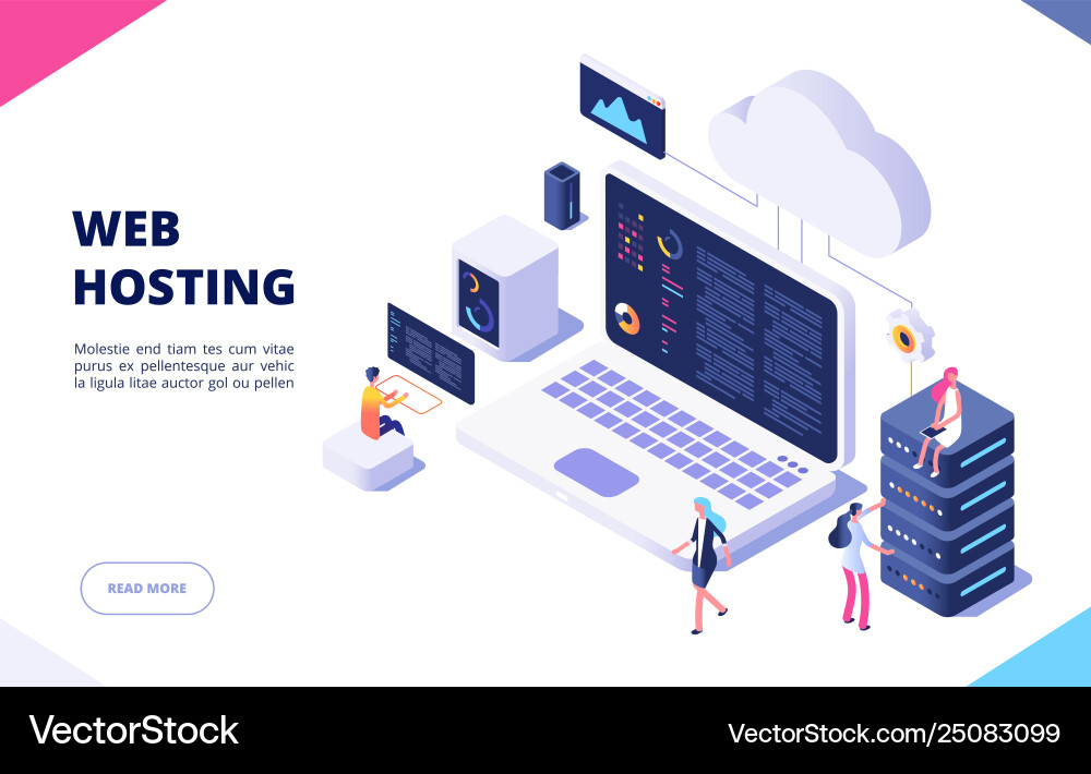 Cloud Hosting & Data Center Concept vector image