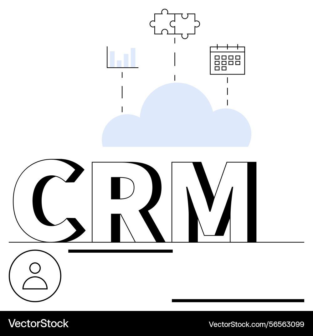 Crm concept with cloud integration and data Crm concept with cloud integration and data vector image