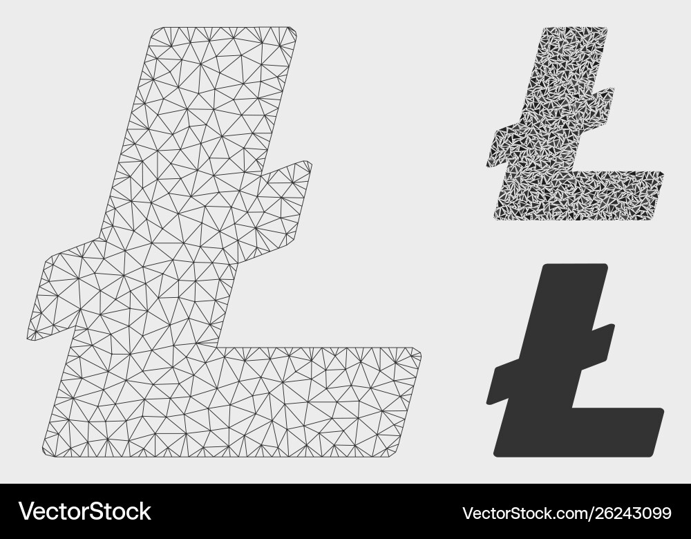 Litecoin mesh 2d model and triangle mosaic Vector Image