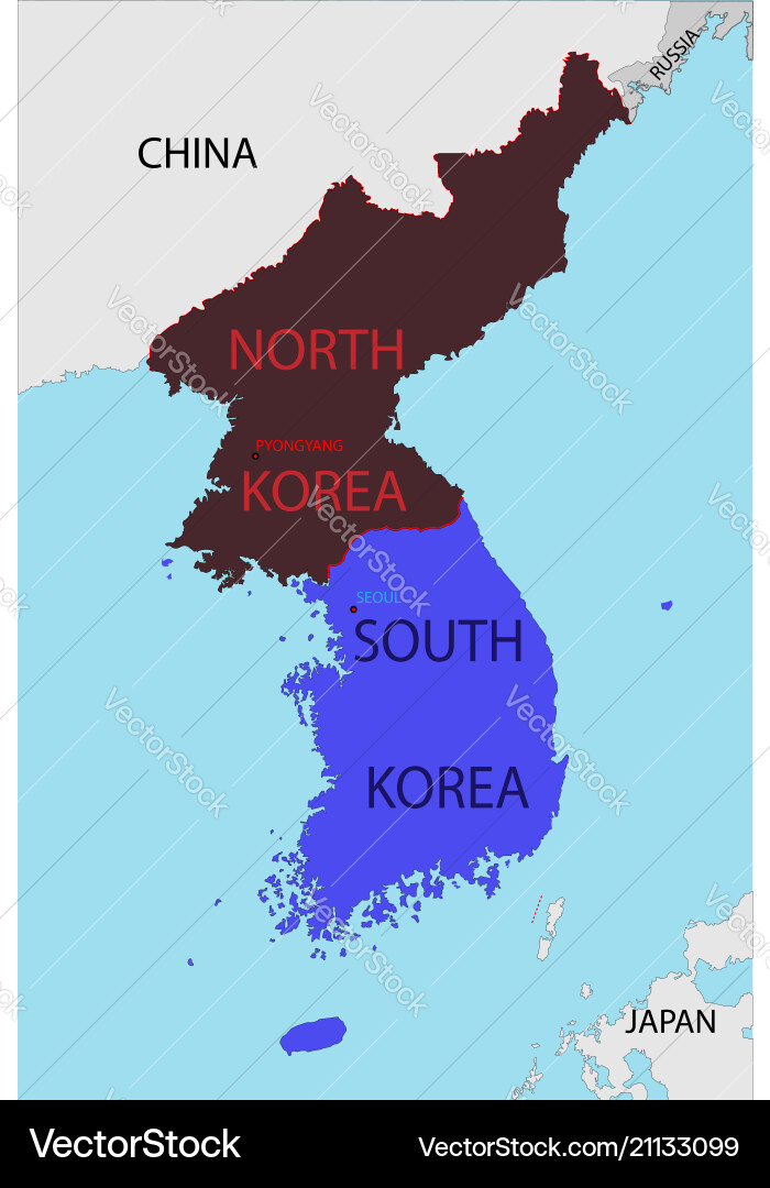 Map of south and north korea Map of south and north korea vector image