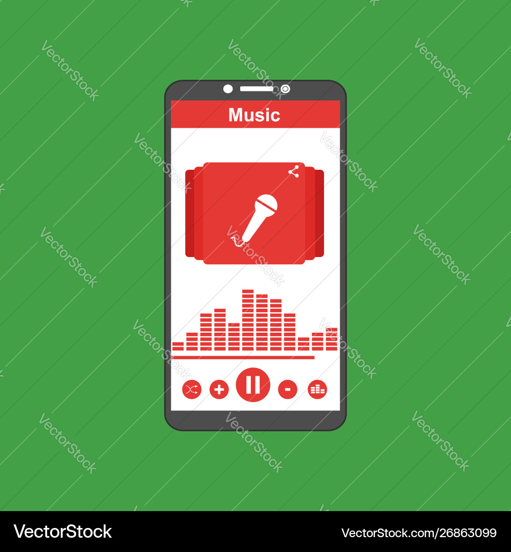 Media player application app template with flat Media player application app template with flat vector image