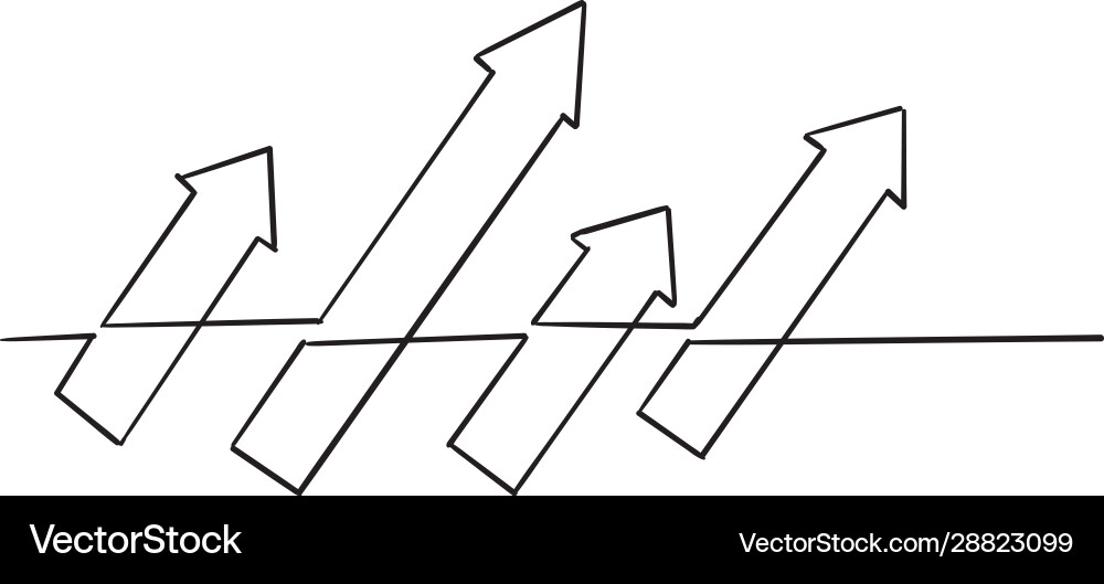 Multiple Arrows - Continuous Line vector image
