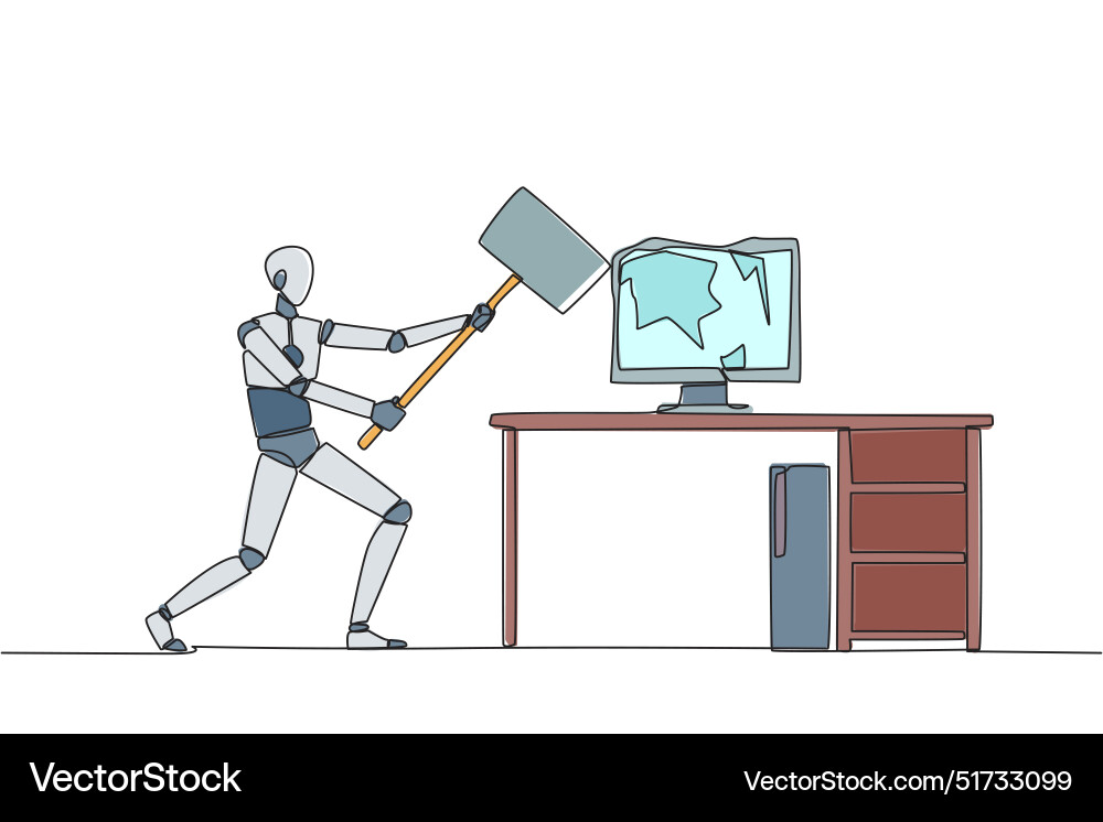 Single continuous line drawing smart robotic Single continuous line drawing smart robotic vector image