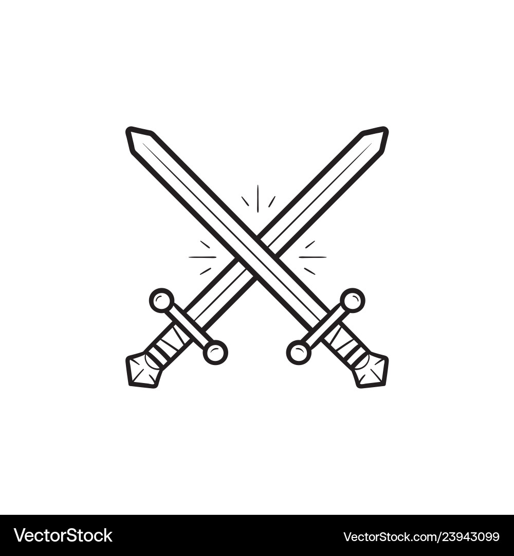 Two crossed swords hand drawn outline doodle icon Two crossed swords hand drawn outline doodle icon vector image