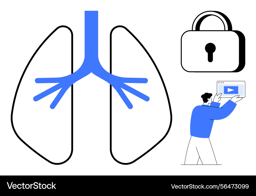 Visual representation of lungs data security Vector Image