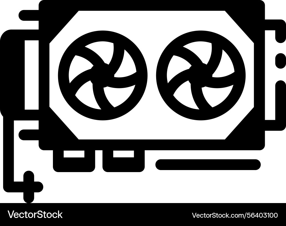 A glyph style icon showing computer graphics card vector image