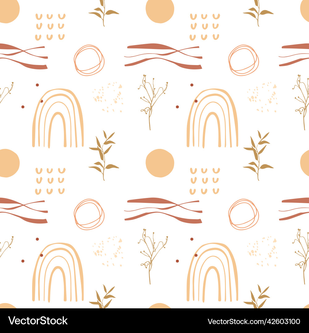 Abstract boho seamless pattern with leaves Abstract boho seamless pattern with leaves Vector Image