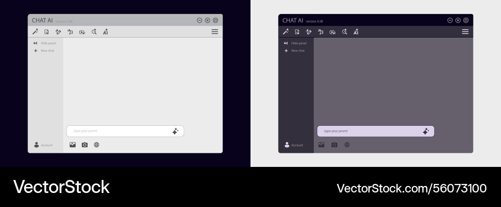 Ai chat interface design with light vector image