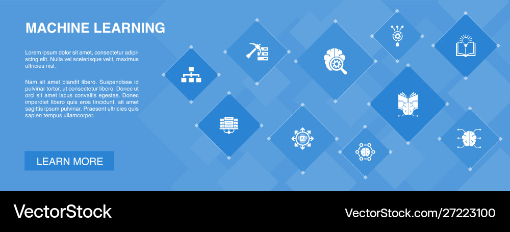 AI & Machine Learning Icons Banner Vector Image
