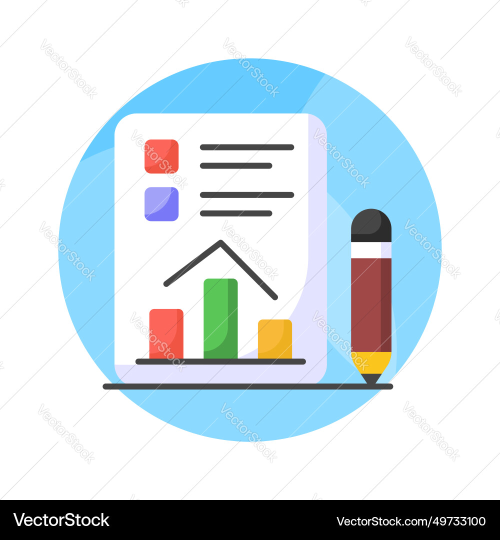 Bar chart on document showing design of data Vector Image