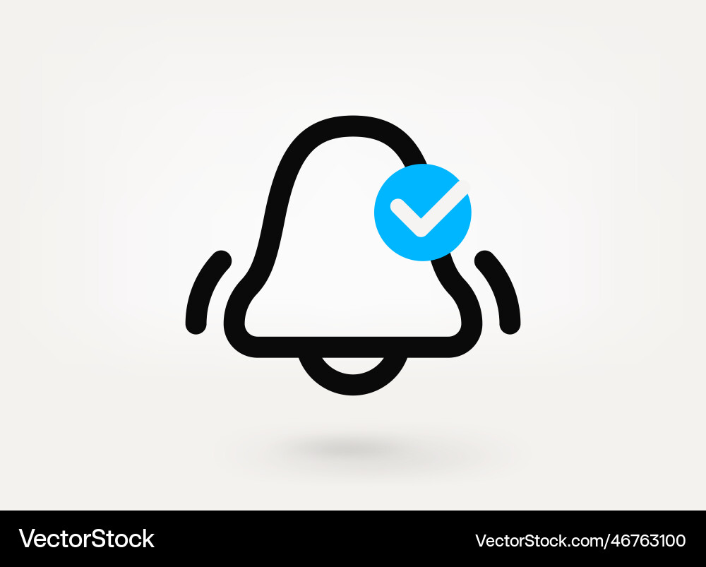 Bell pictogram with approve check mark linear Vector Image