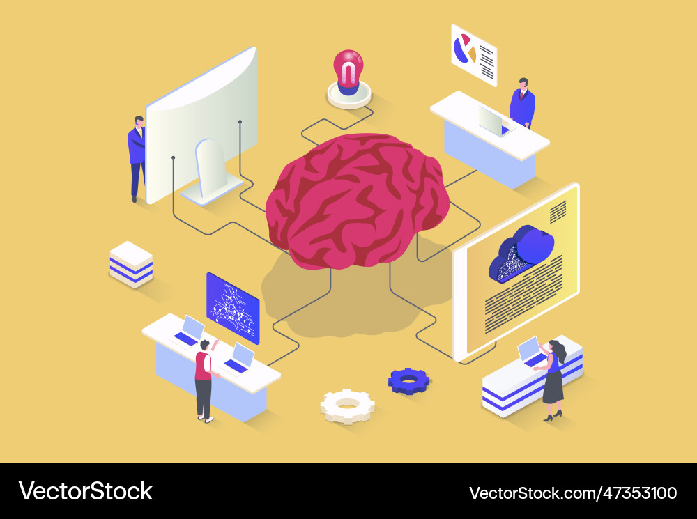 Brainstorming concept in 3d isometric design Brainstorming concept in 3d isometric design vector image