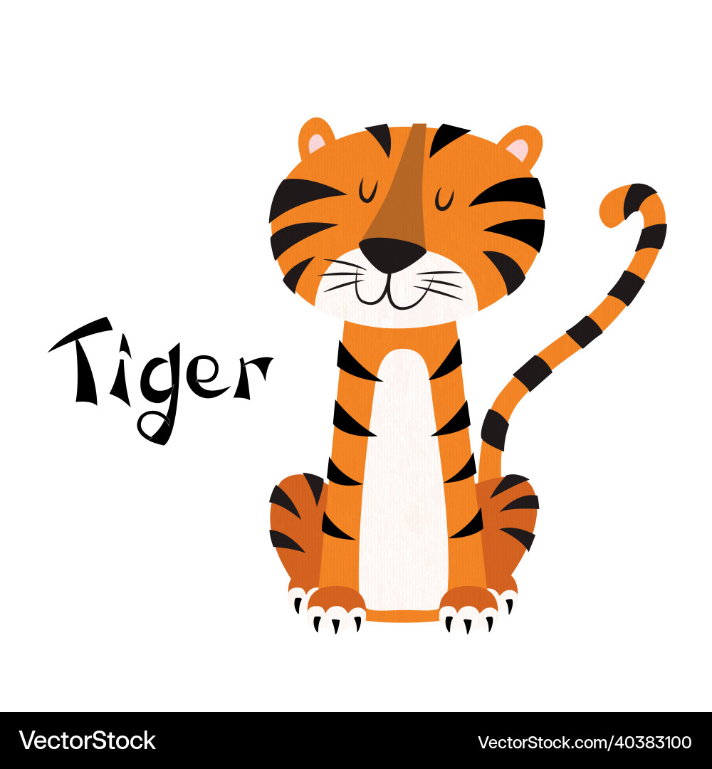 Cute tiger flat style Cute tiger flat style vector image