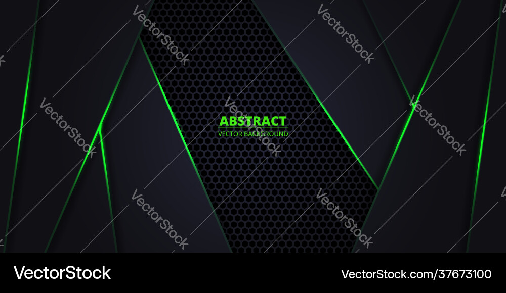 Dark and green background with hexagon grid Dark and green background with hexagon grid vector image