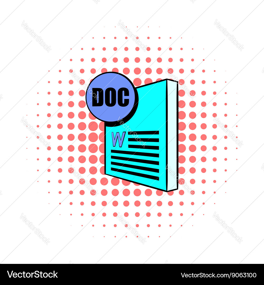 Doc file icon in comics style Vector Image