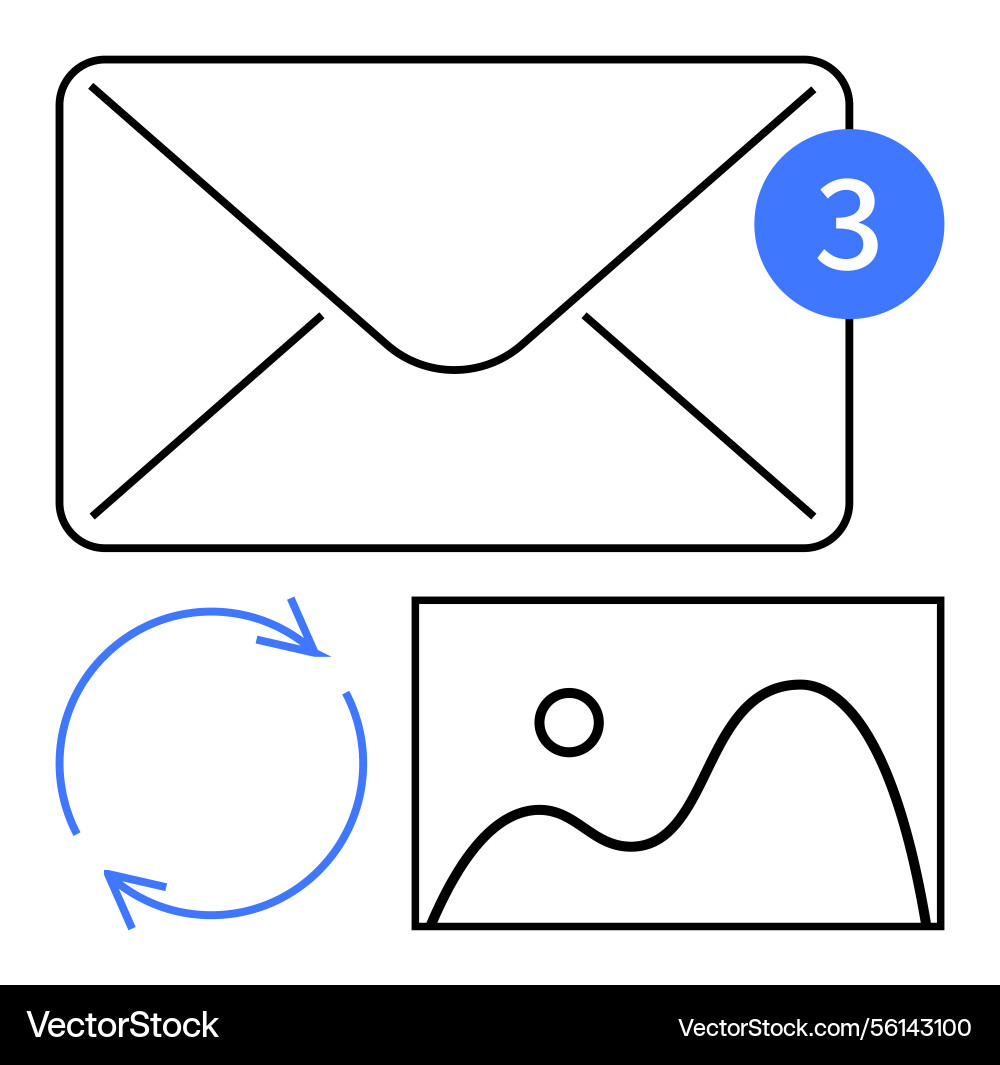 Email notification with attachment preview Email notification with attachment preview vector image