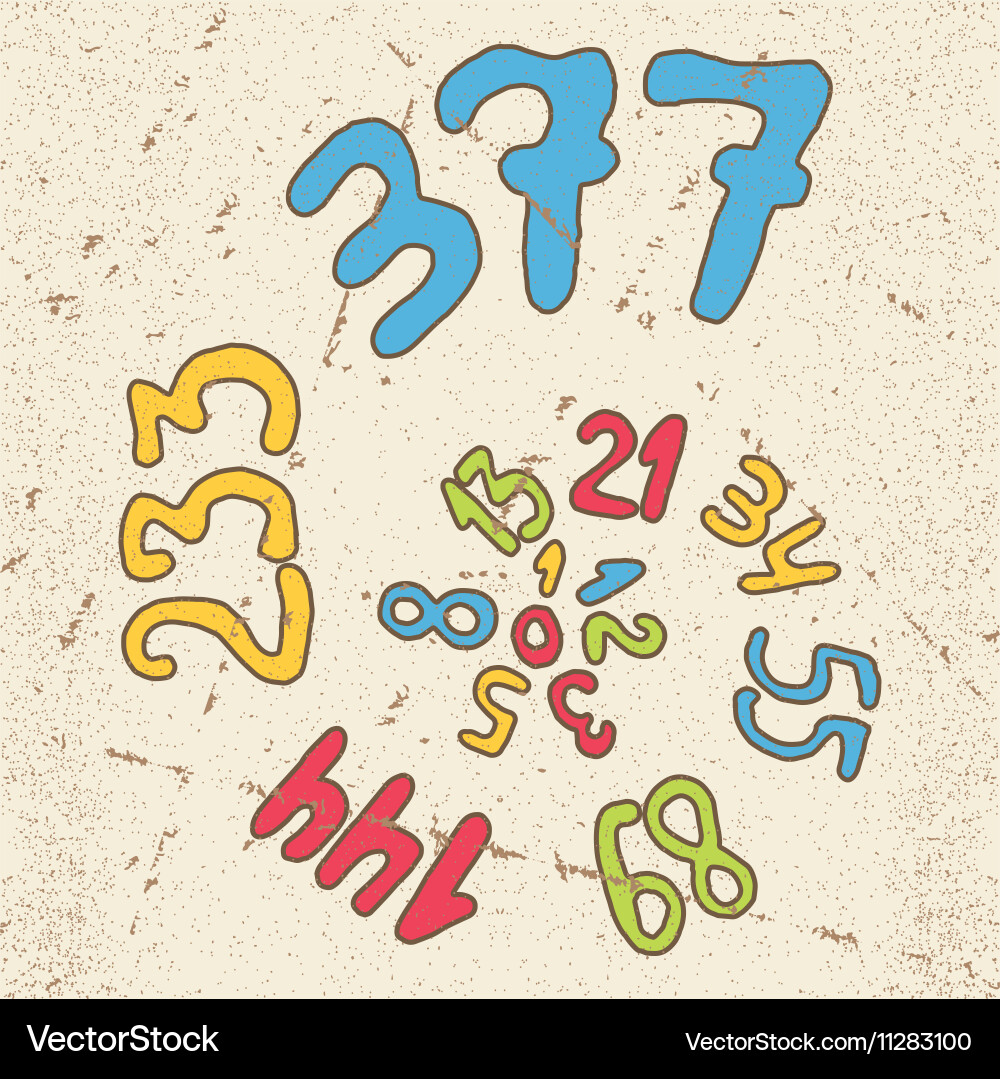 Fibonacci series numbers hand drawn vector image