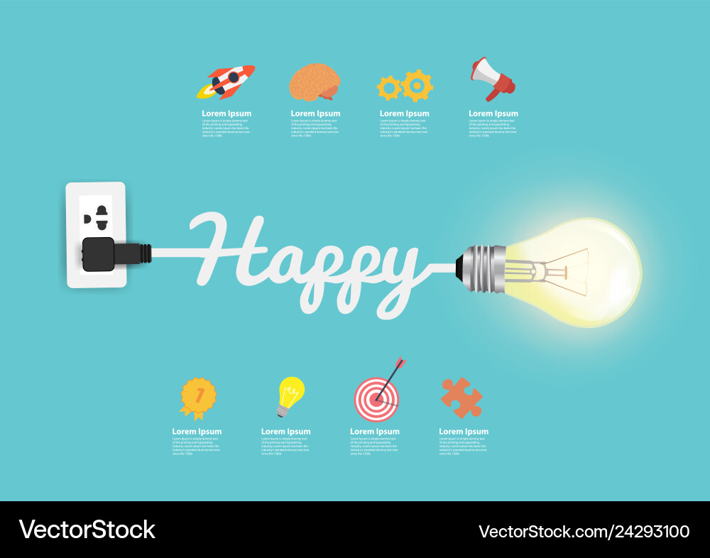 Happy concept with creative light bulb idea Happy concept with creative light bulb idea vector image