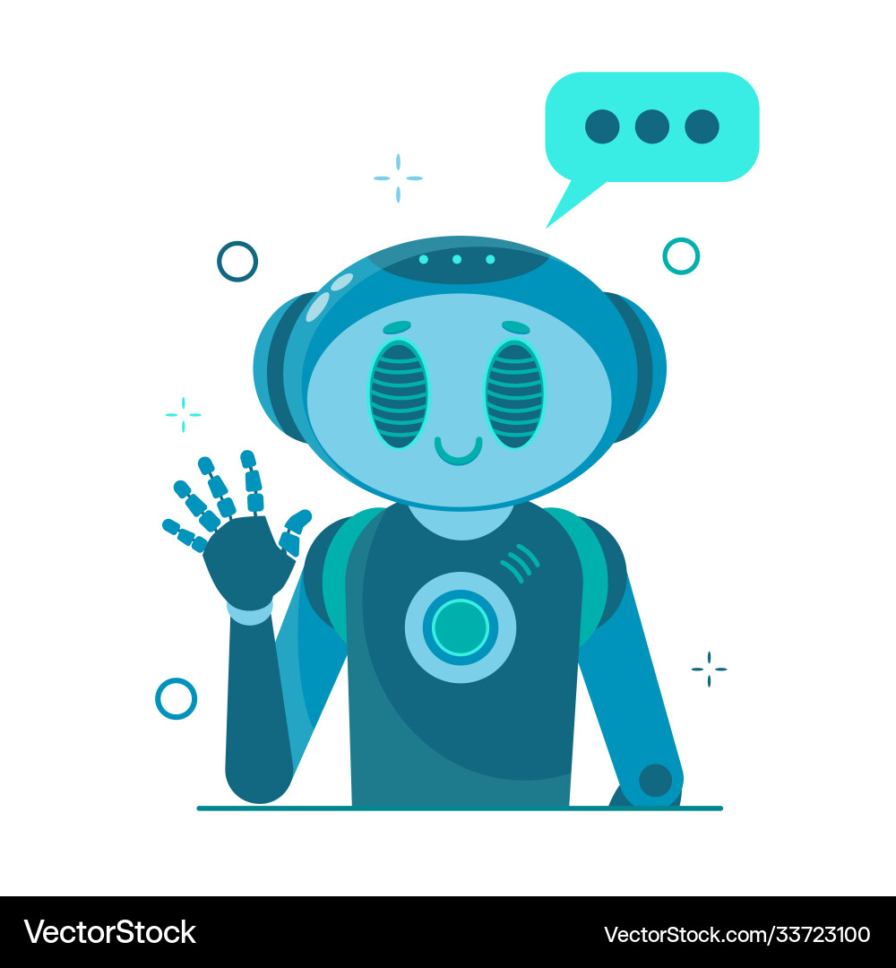 Lächeln Chat bot Charakter Roboter helfen lösen Lächeln Chat bot Charakter Roboter helfen lösen vektorbild