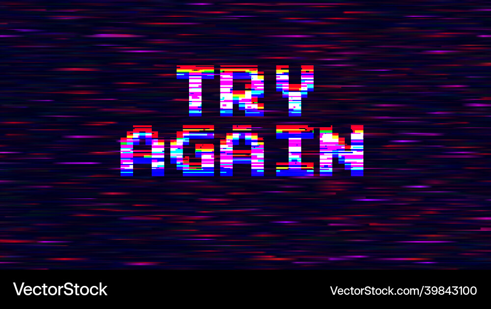 Pixel art space background with message try again Pixel art space background with message try again vector image