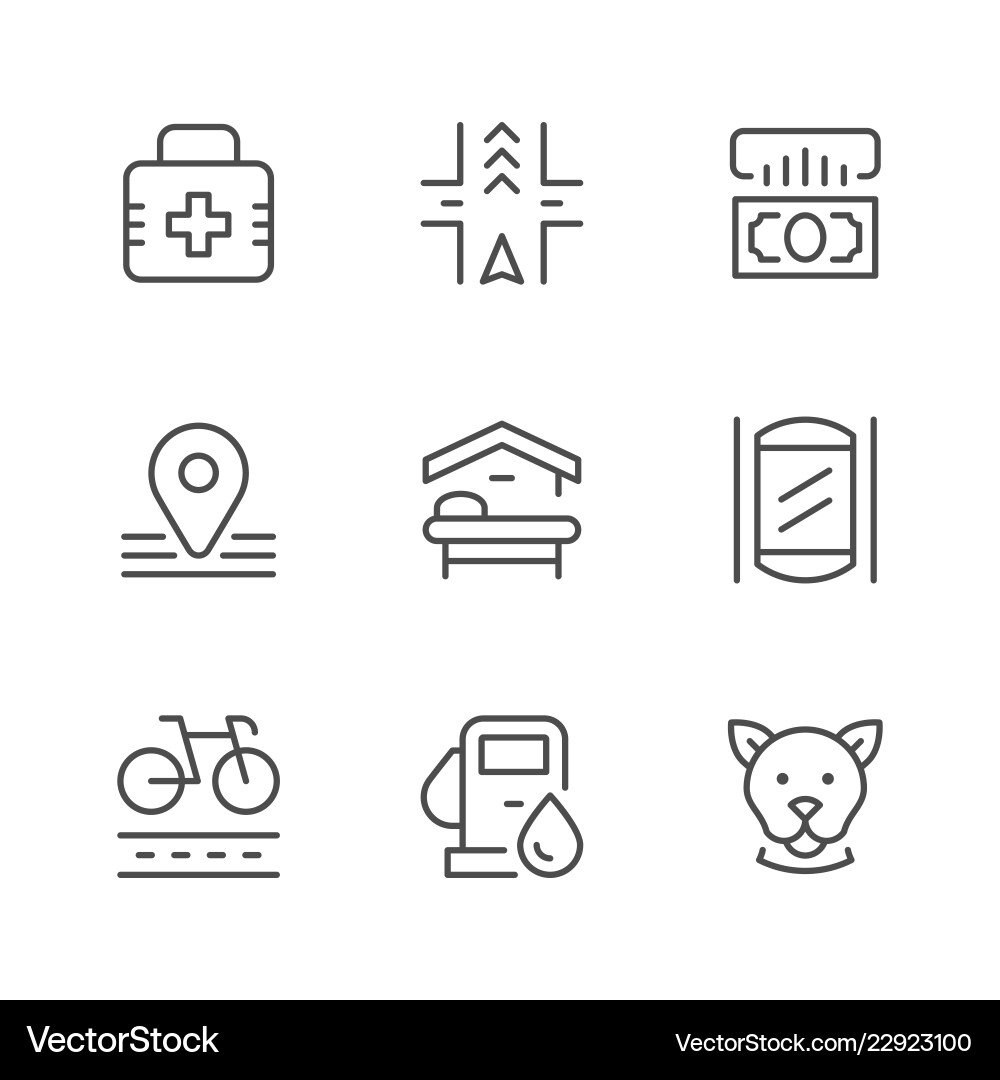 Set line icons of public navigation Set line icons of public navigation Vector Image