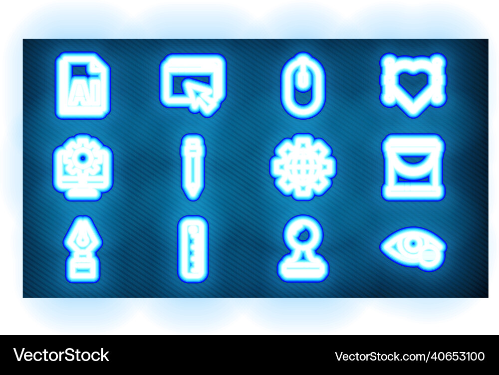 Set line red eye effect paint bucket computer Set line red eye effect paint bucket computer vector image