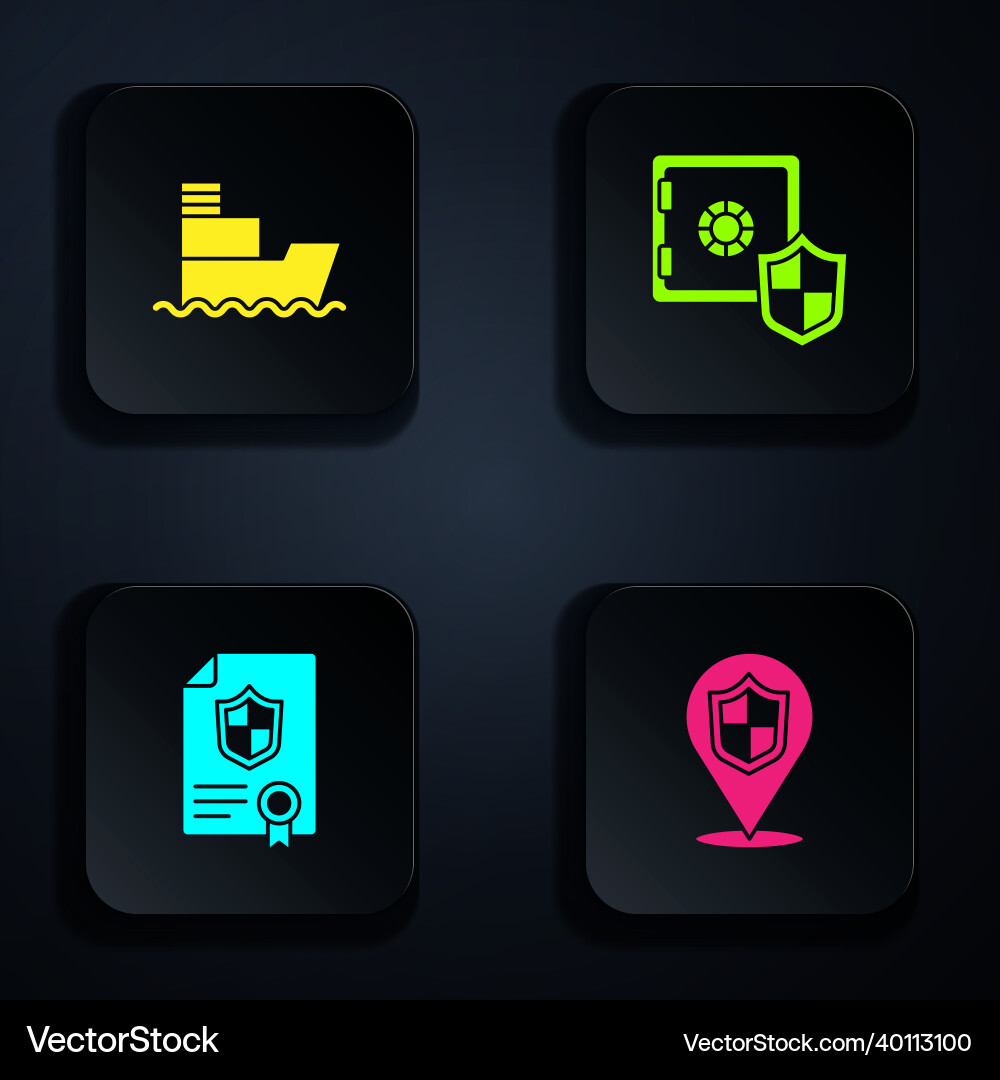 Set location shield ship contract with and safe Set location shield ship contract with and safe Vector Image