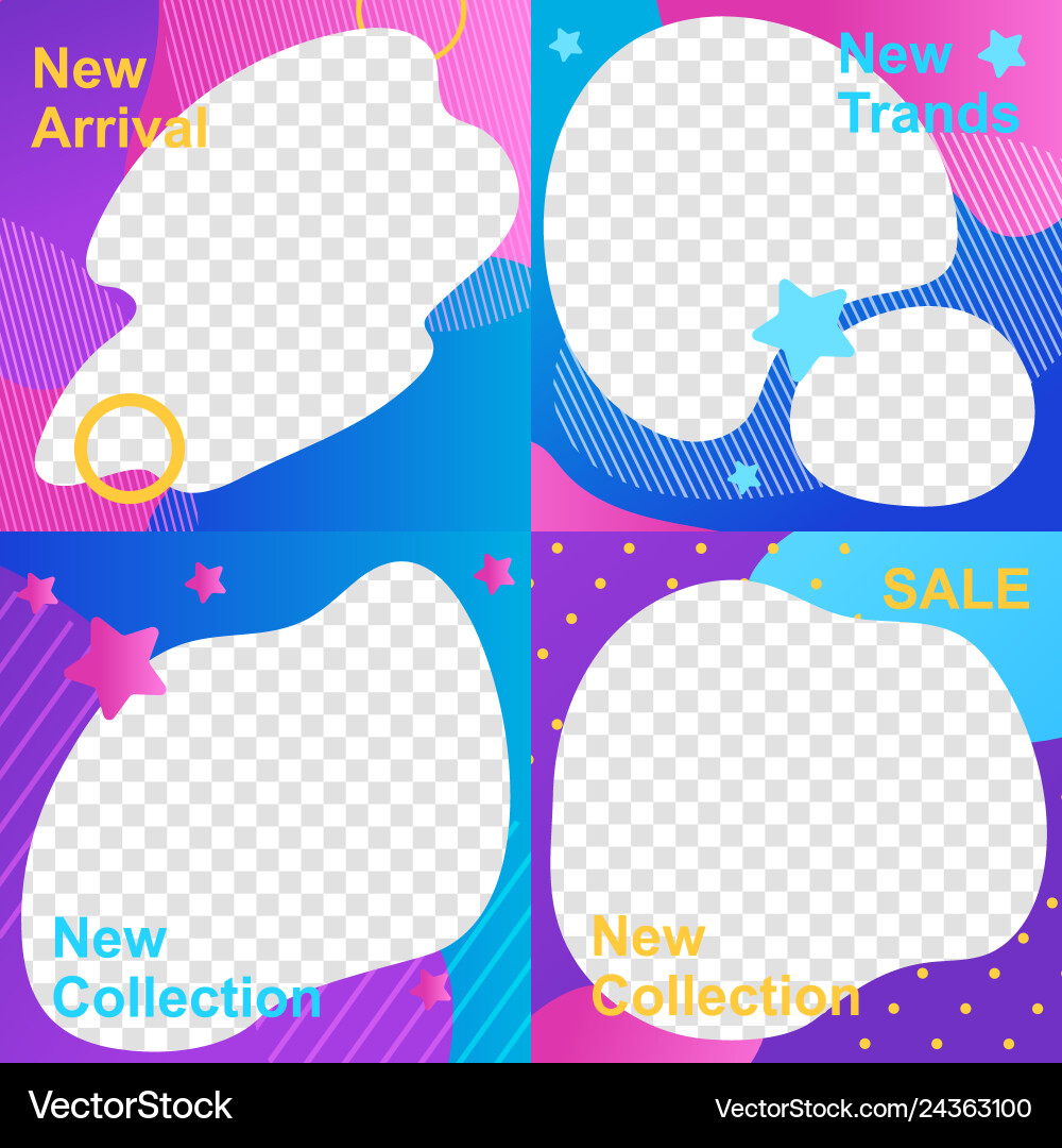 Set social media template in color abstract design Set social media template in color abstract design vector image